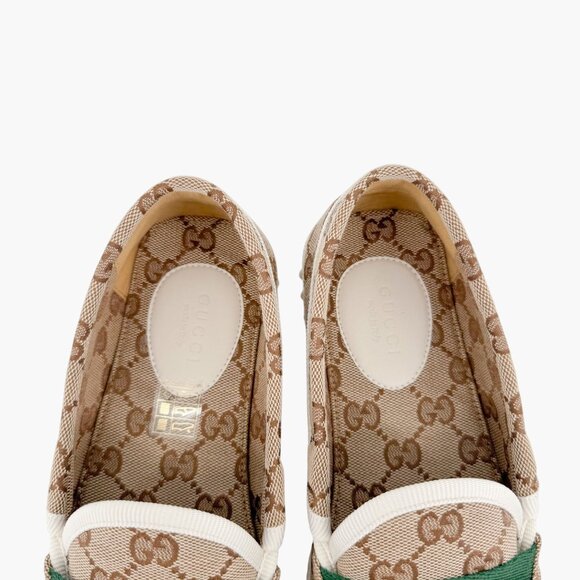 Gucci Interlocking G Horsebit Driving Loafers EU 37 US 7 Beige GG Monogram Flat - Picture 6 of 13